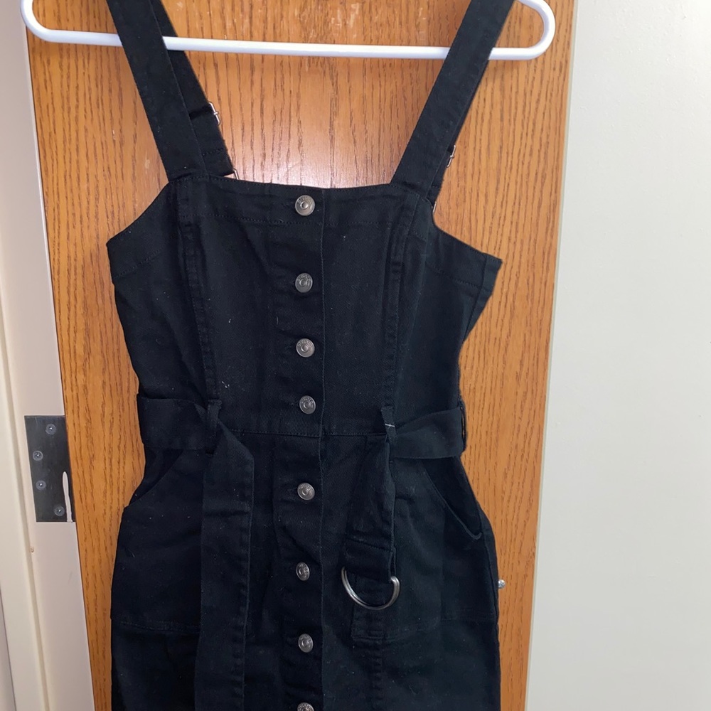 Black denim mini dress